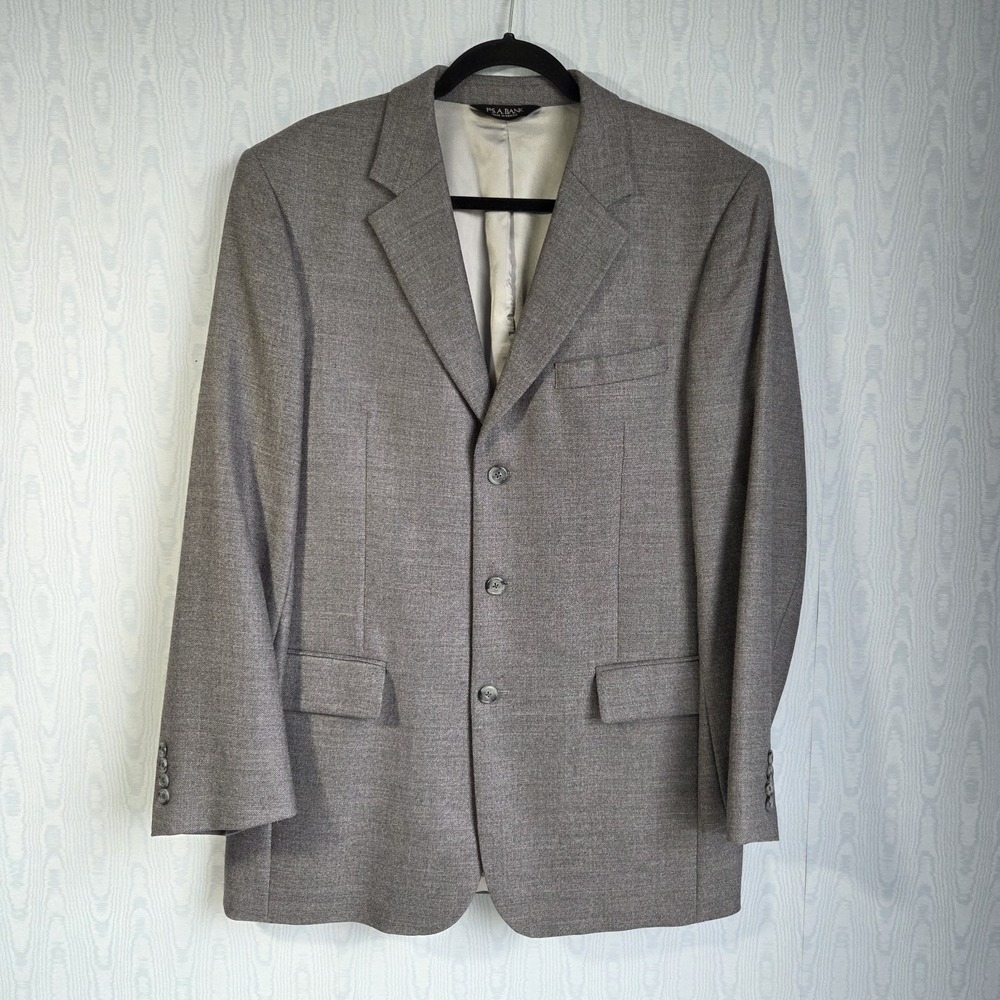 Jos A Bank Sport Coat Mens 41L Gray Wool Blend Blazer‎ Sport Coat Three Button